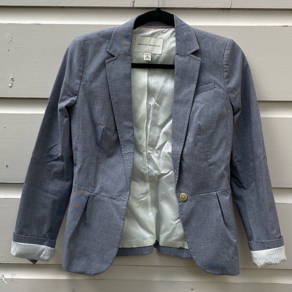 Blue Banana Republic Peplum One-Button Blazer